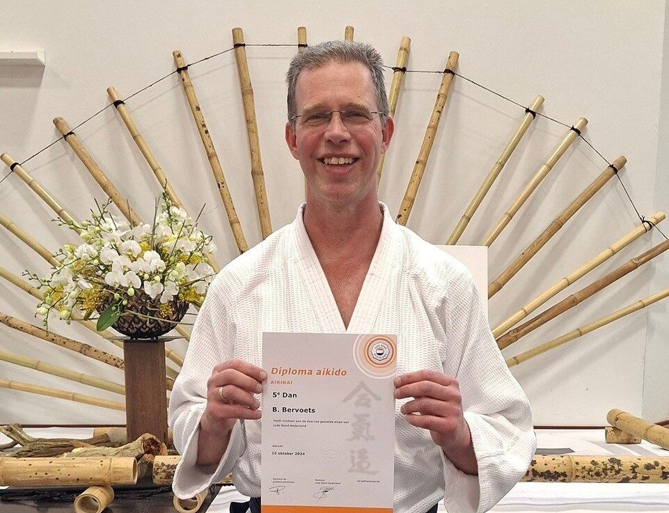Hoge graduatie: Bent Bervoets 5e dan Aikido!